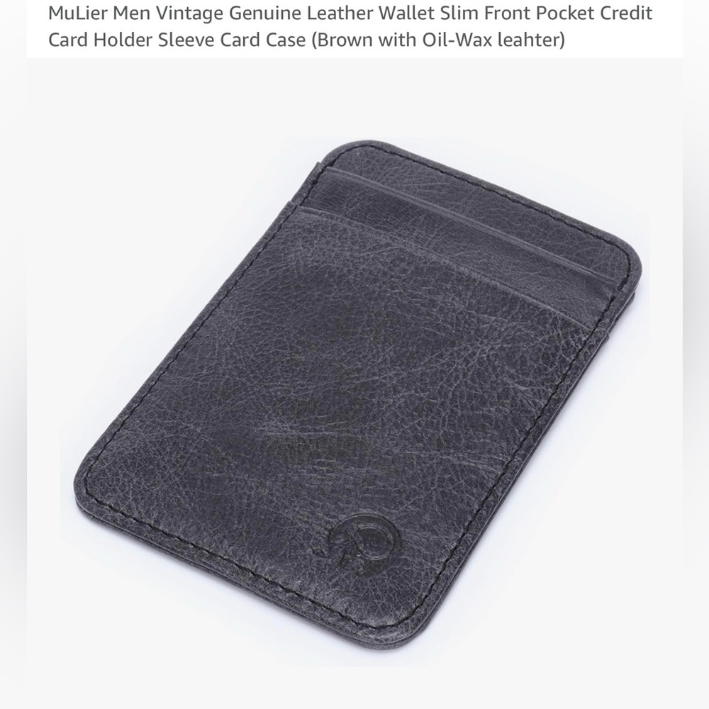 💙 Leather Wallet Credit Card Holder Sleeve - Dark Gray